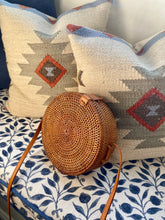 Load image into Gallery viewer, Rattan Shoulder Bag with Leather Strap