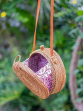 Load image into Gallery viewer, Rattan Shoulder Bag with Leather Strap
