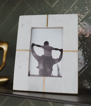 Load image into Gallery viewer, Cream Gold Cross Frame 6" x 4"