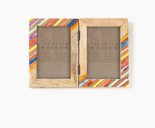 Load image into Gallery viewer, Handpainted Accent Stripe Rainbow Double Frame 6" x 4"