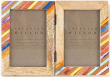Load image into Gallery viewer, Handpainted Accent Stripe Rainbow Double Frame 6" x 4"