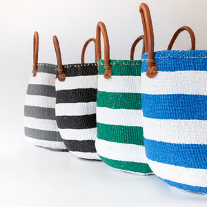 Sisal and Recycled Plastic Basket - Striped (Medium)