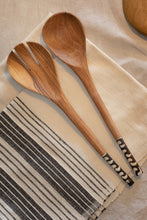 Load image into Gallery viewer, Olive Wood and Bone Salad Servers - Black and White