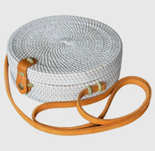 Load image into Gallery viewer, Rattan Shoulder Bag with Leather Strap