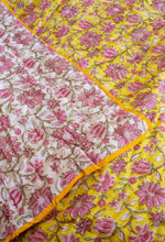 Load image into Gallery viewer, Block Printed Padded Reversible Quilt