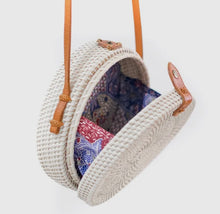 Load image into Gallery viewer, Rattan Shoulder Bag with Leather Strap