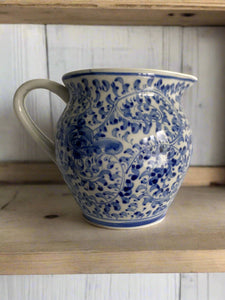 Blue and White Jug with Floral Detail