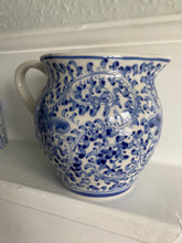 Load image into Gallery viewer, Blue and White Jug with Floral Detail