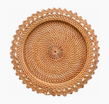 Load image into Gallery viewer, Rattan Swirl Charger Plate - Woven Wicker Straw Placemat