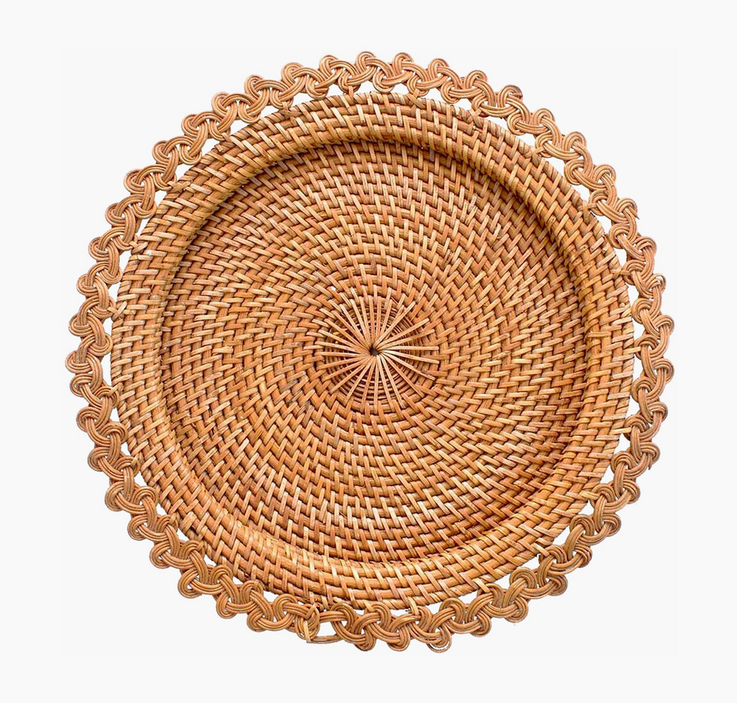 Rattan Swirl Charger Plate - Woven Wicker Straw Placemat