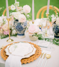 Load image into Gallery viewer, Rattan Swirl Charger Plate - Woven Wicker Straw Placemat