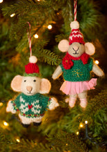 Load image into Gallery viewer, Felt Christmas Mice Wearing Jumpers