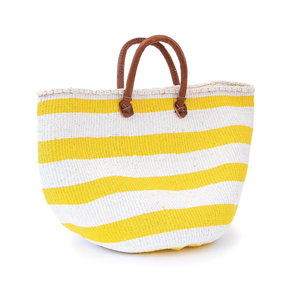 Sisal and Recycled Plastic Basket - Striped (Large)